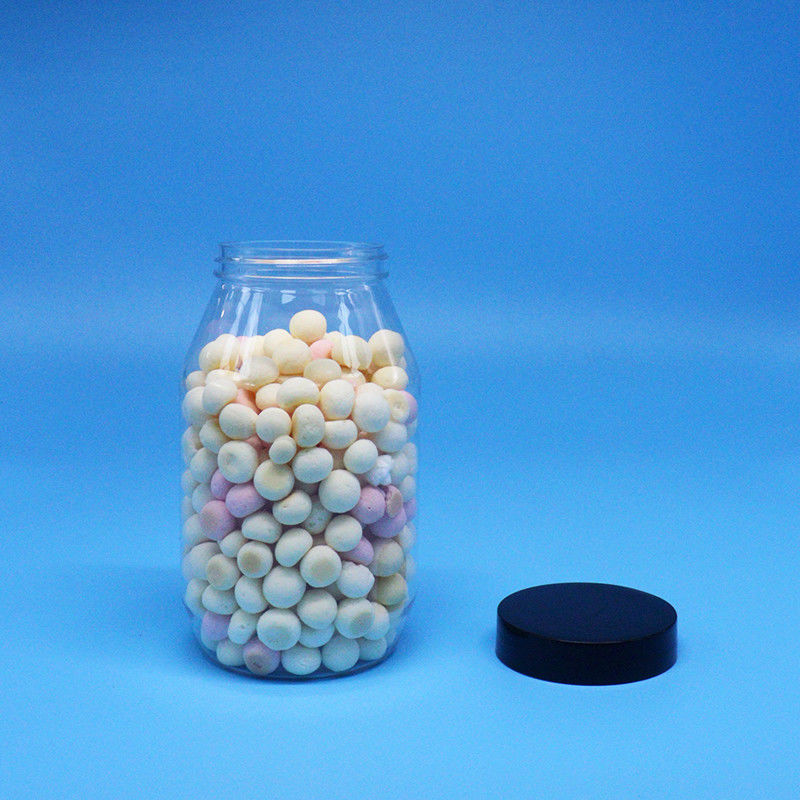 Печенье Конфеты высокое качество Прозрачный круглый широкий рот ПЭТ Пластиковая банка винтовая крышка