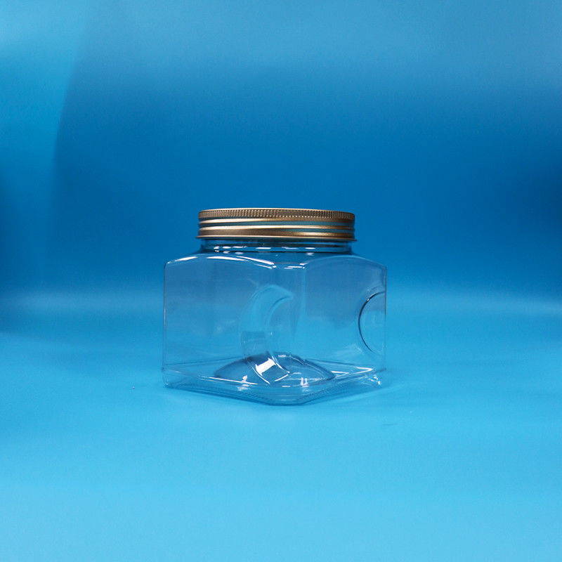 Конфеты Продукты питания Продукты питания ПЭТ Прозрачная квадратная форма Пластиковая горшка с алюминиевой крышкой