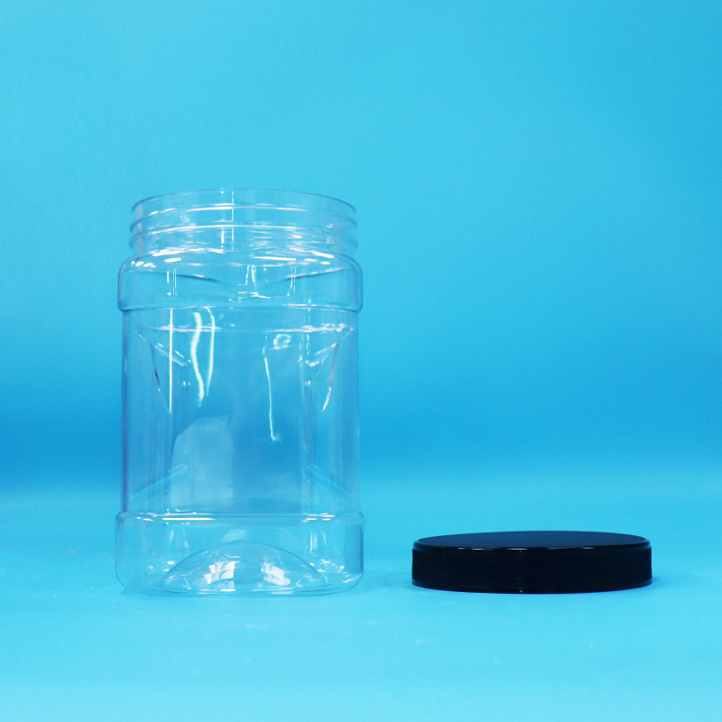 Прозрачные сухофрукты и орехи Квадратная форма ПЭТ Пластиковые горшки для захвата Черные плоские крышки