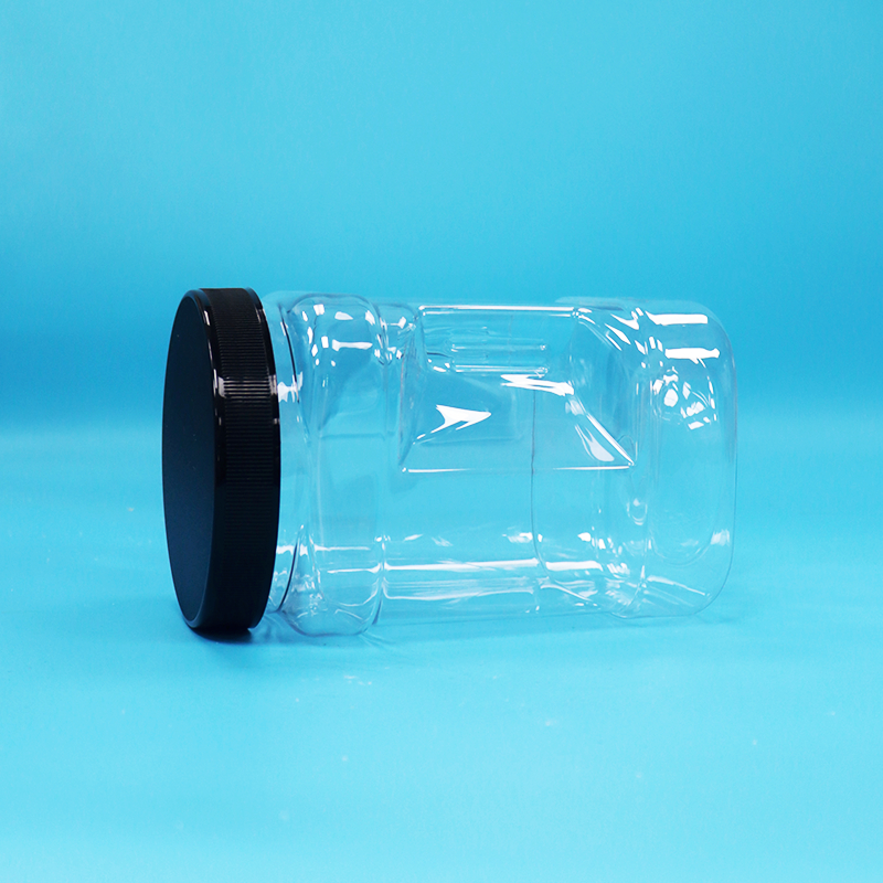 Прозрачные сухофрукты и орехи Квадратная форма ПЭТ Пластиковые горшки для захвата Черные плоские крышки