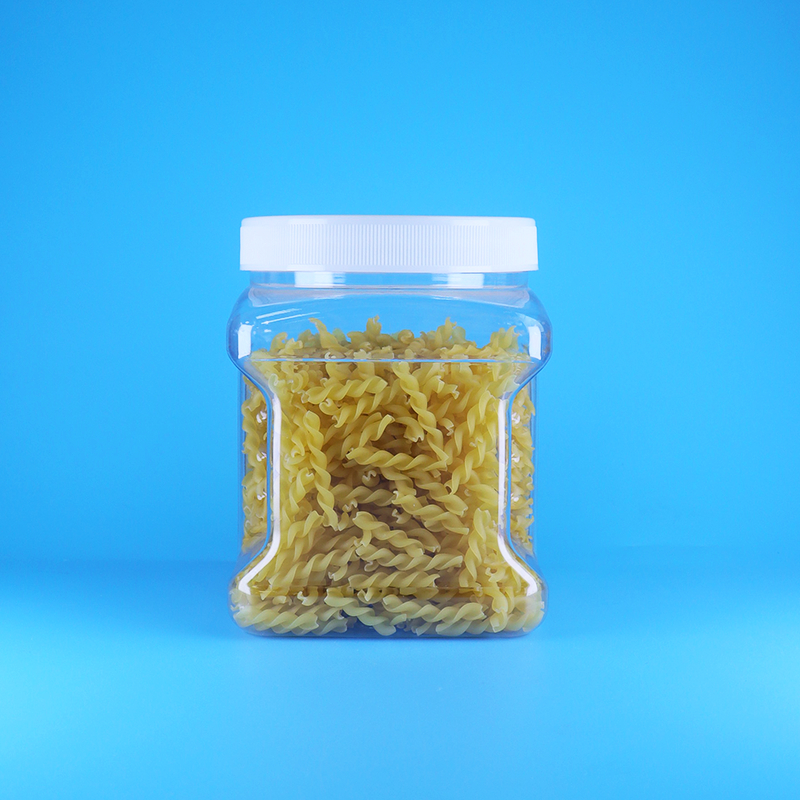 Прозрачные квадратные пластиковые банки ПЭТ с плоской крышкой и ручкой для печенья-пальчиков