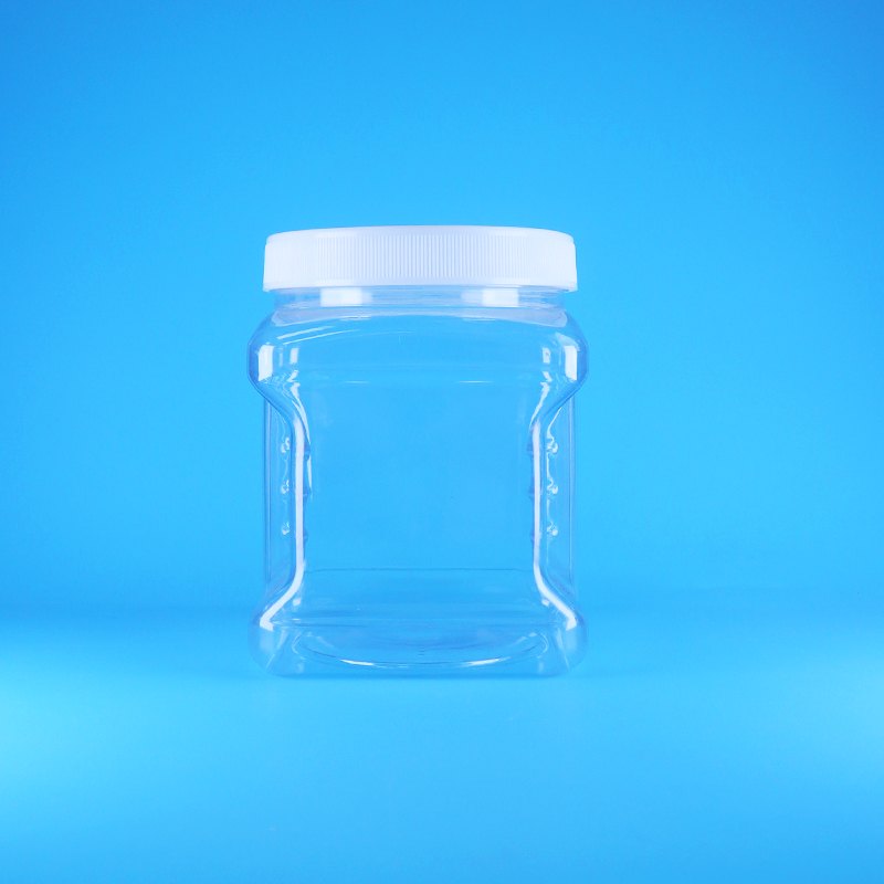 Квадратные безвоздушные ПЭТ-банки с завинчивающейся крышкой, прозрачные пластиковые банки с захватом для сладких орехов, фруктов, детского питания
