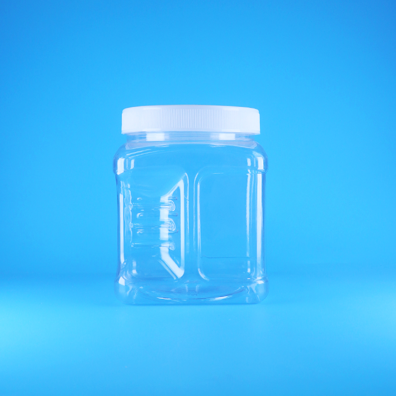 Квадратные безвоздушные ПЭТ-банки с завинчивающейся крышкой, прозрачные пластиковые банки с захватом для сладких орехов, фруктов, детского питания