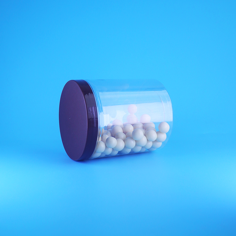 Пищевой герметичный высокий круглый прозрачный пластиковый контейнер из ПЭТ для сухих сладостей с плоской завинчивающейся крышкой