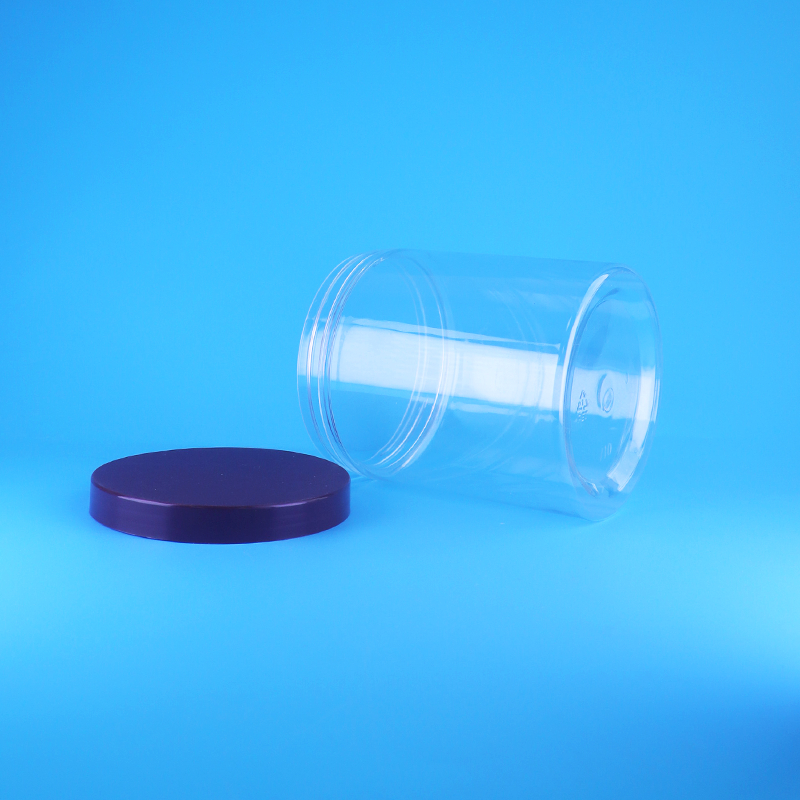 Герметичная винтовая плоская крышка Круглые прозрачные пластиковые банки из ПЭТ для сладких сухофруктов, не содержат BPA, индивидуальный дизайн для сушеных продуктов