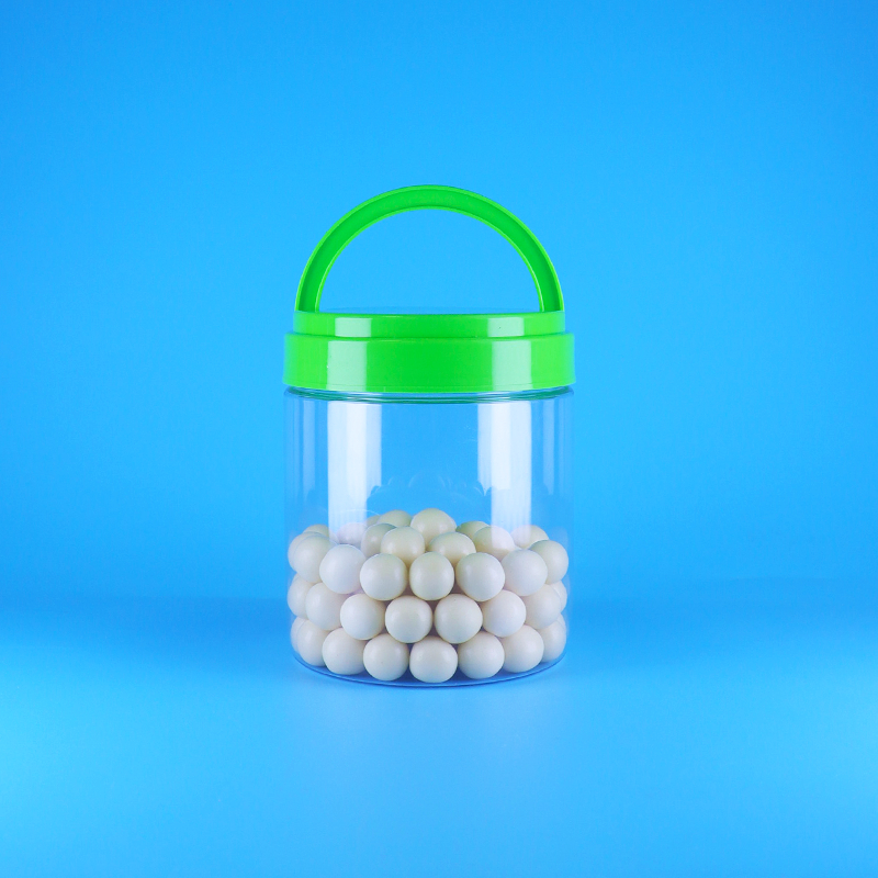 Пластиковая прозрачная круглая банка для арахисового масла из ПЭТ, герметичная, с крышкой и ручкой, не содержащая бисфенол А