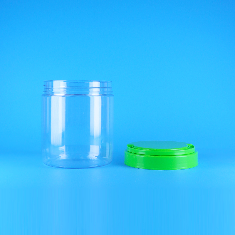 Пластиковая прозрачная круглая банка для арахисового масла из ПЭТ, герметичная, с крышкой и ручкой, не содержащая бисфенол А