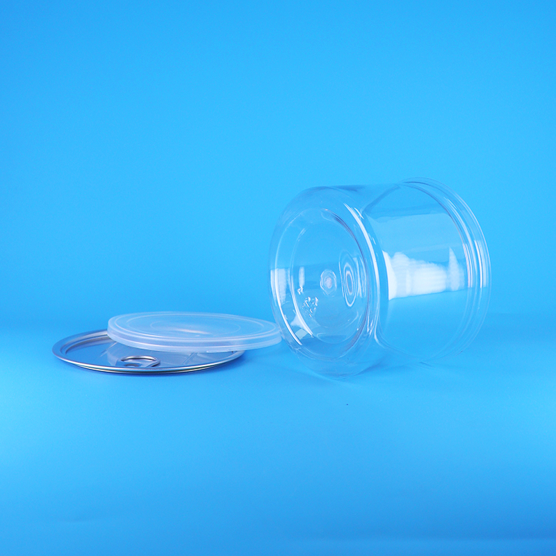Пластиковая прозрачная круглая банка из ПЭТ с крышкой Easy Open для еды, конфет, печенья, закусок, чая