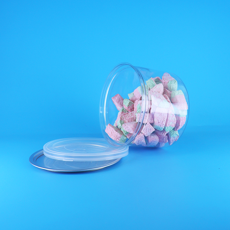 Пластиковая прозрачная круглая банка из ПЭТ с крышкой Easy Open для еды, конфет, печенья, закусок, чая