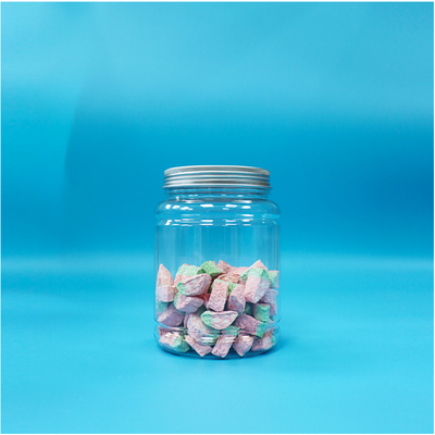 Aluminum Top Screw Flat Lid Transparent Plastic Fruit Jelly Lollipop Chewing Gum Jar