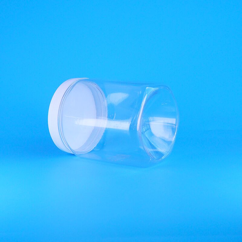 Шестиугольная прозрачная пластиковая банка из ПЭТ для печенья, орехов пекан, сушеных французских картофеля, белая плоская крышка