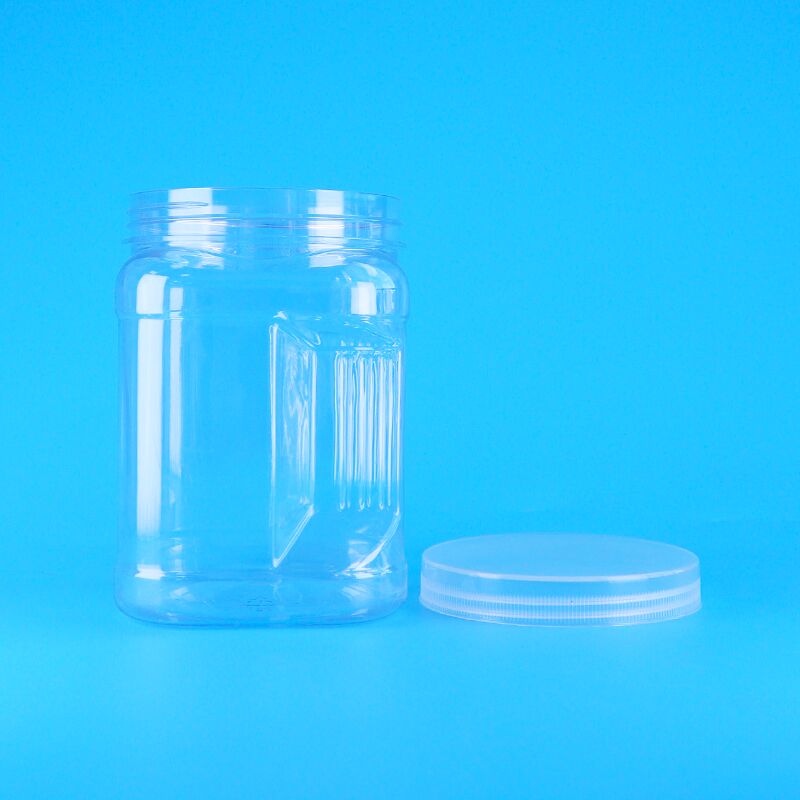 ПЭТ квадратные прозрачные крышки с винтом для пластиковых контейнеров для хранения риса, пшеницы, крекеров