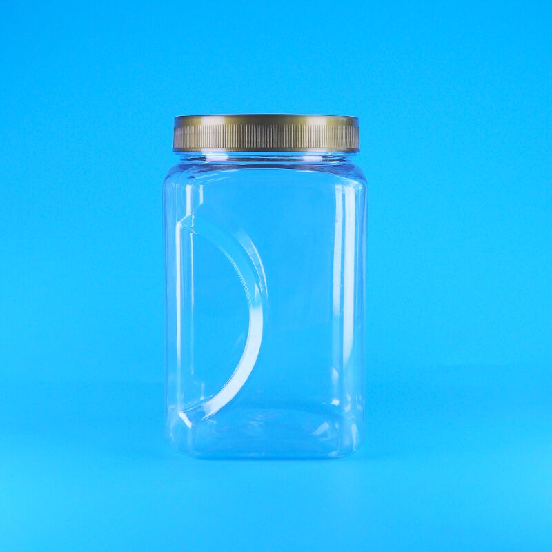 ПЭТ квадратная прозрачная коричневая крышка пластиковая пищевая банка для печенья, миндаля, сухофруктов