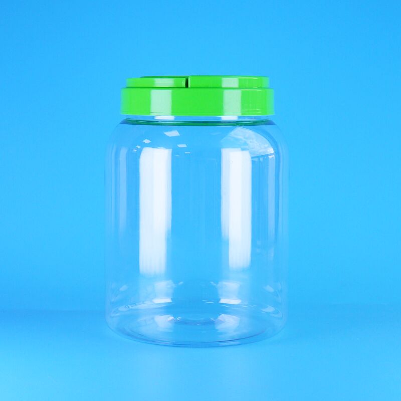 Пластиковая банка с плоской крышкой для загрузки продуктов, прозрачная, для кофе, конфет, сушеных продуктов, ПЭТ, круглая
