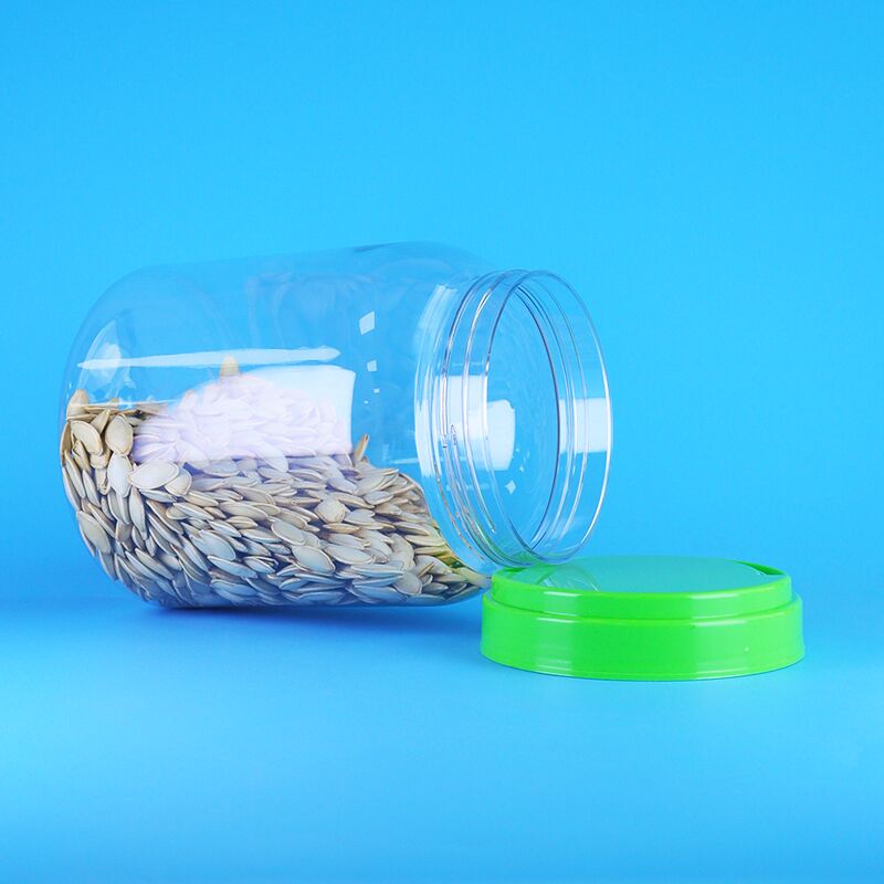 Пластиковая банка с плоской крышкой для загрузки продуктов, прозрачная, для кофе, конфет, сушеных продуктов, ПЭТ, круглая