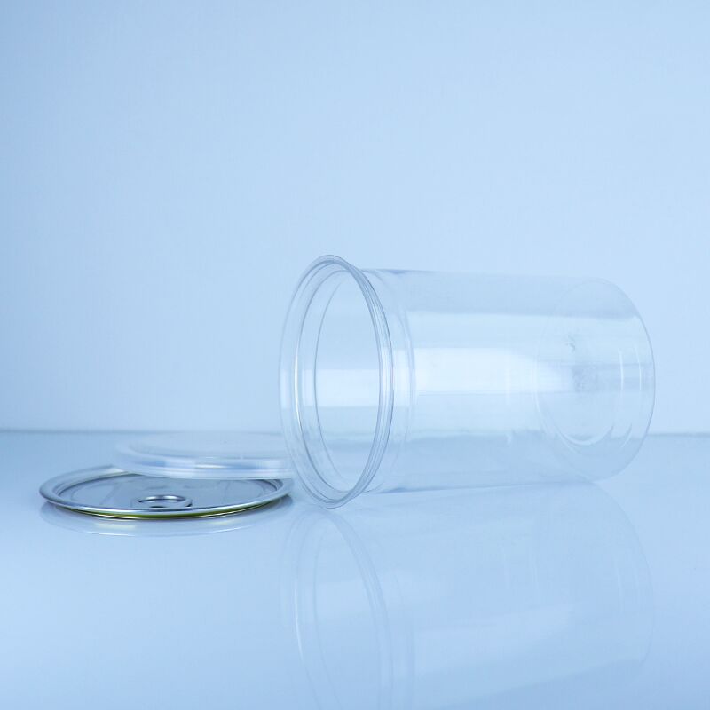 Transparent PET Food Storage Biscuits Cakes Sweets Nuts Can With Easy Open PE Lid 