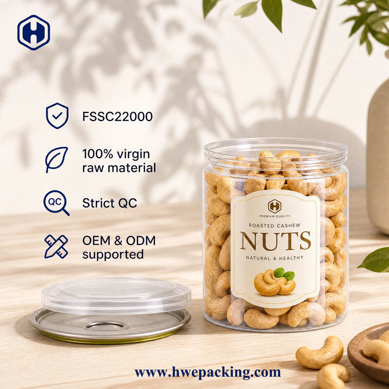 FSSC22000 Сертифицированные прозрачные PET-консервы для сухих продуктов питания ODM