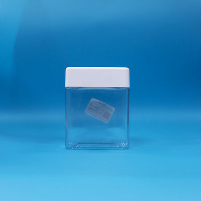 ПЭТ Конфеты, Снеки, Пластик, Пищевой, Прозрачные Квадратные Банки, Винтовая Крышка, Белые Крышки