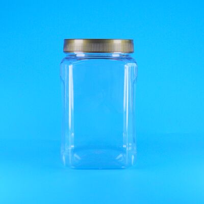 ПЭТ квадратная прозрачная коричневая крышка пластиковая пищевая банка для печенья, миндаля, сухофруктов