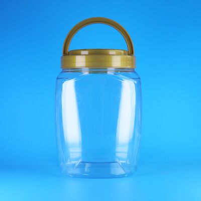 Квадратная форма ручка крышка Прозрачный пластик ПЭТ печенье Сухие фруктовые лапши Складные банки