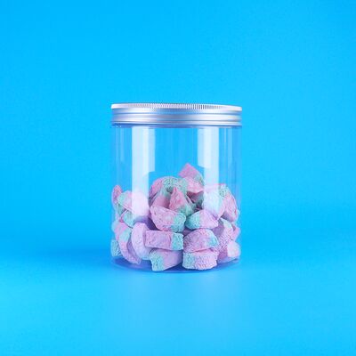 Прозрачная круглая пластиковая банка из ПЭТ для слив, конфет Skittles, фруктового желе, пирожных из маша, крышка с резьбой