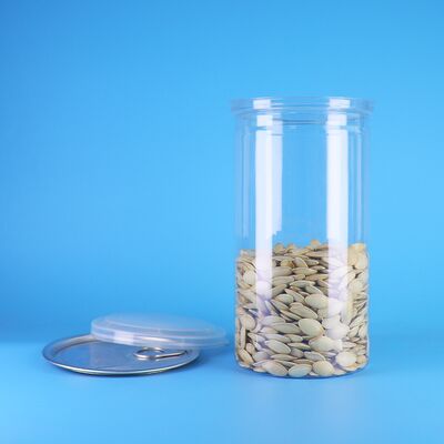 Широкоформатная банка из пищевого ПЭТ-пластика объемом 700 мл с легкой открывающейся крышкой для печенья, конфет, сухофруктов